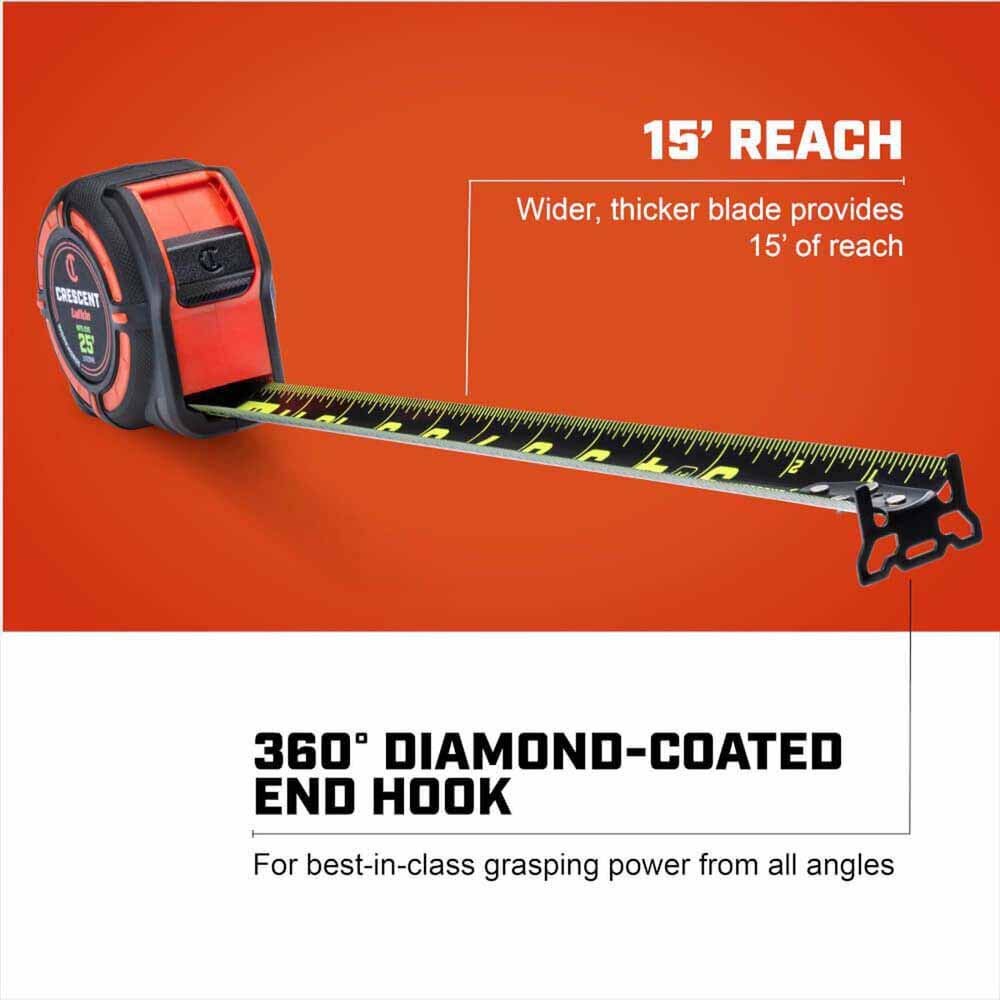 Crescent L1125NESET2V 2 Pack 1-1/4" x 25' WORKHORSE NITE EYE Tape Measure - 3