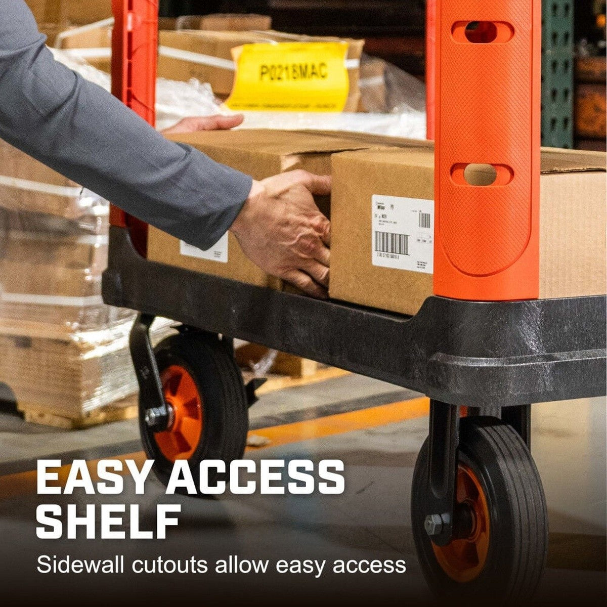 Crescent Tools IUC2SCBM-2DLR RAILWORKS 2 Shelf Industrial Utility Cart with 5" Casters and 2 Door Lockable Storage - 5