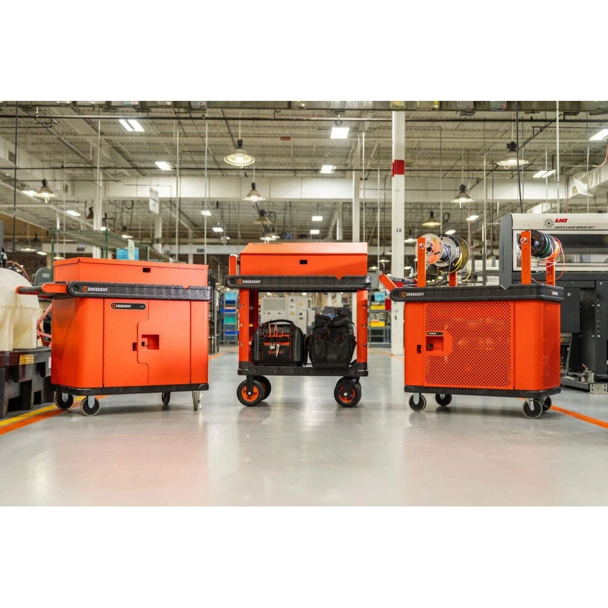Crescent Tools IUC2SCBM-2DLR RAILWORKS 2 Shelf Industrial Utility Cart with 5" Casters and 2 Door Lockable Storage - 8