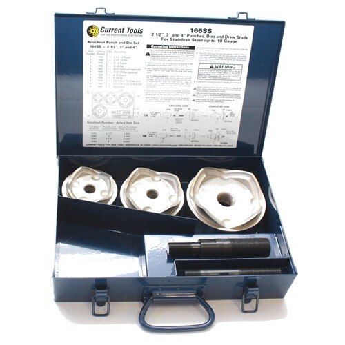 Current Tools 166SS 2-1/2", 3", and 4" Stainless Steel Punches and Dies