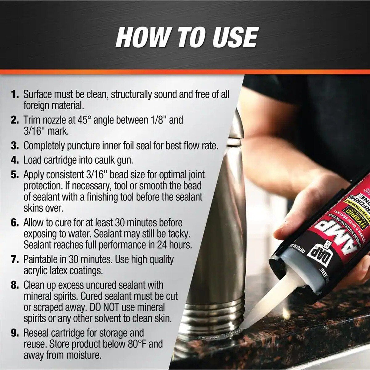 DAP 802-00763 9 oz Crystal Clear Kitchen and Bathroom Modified Polymer Sealant - 5