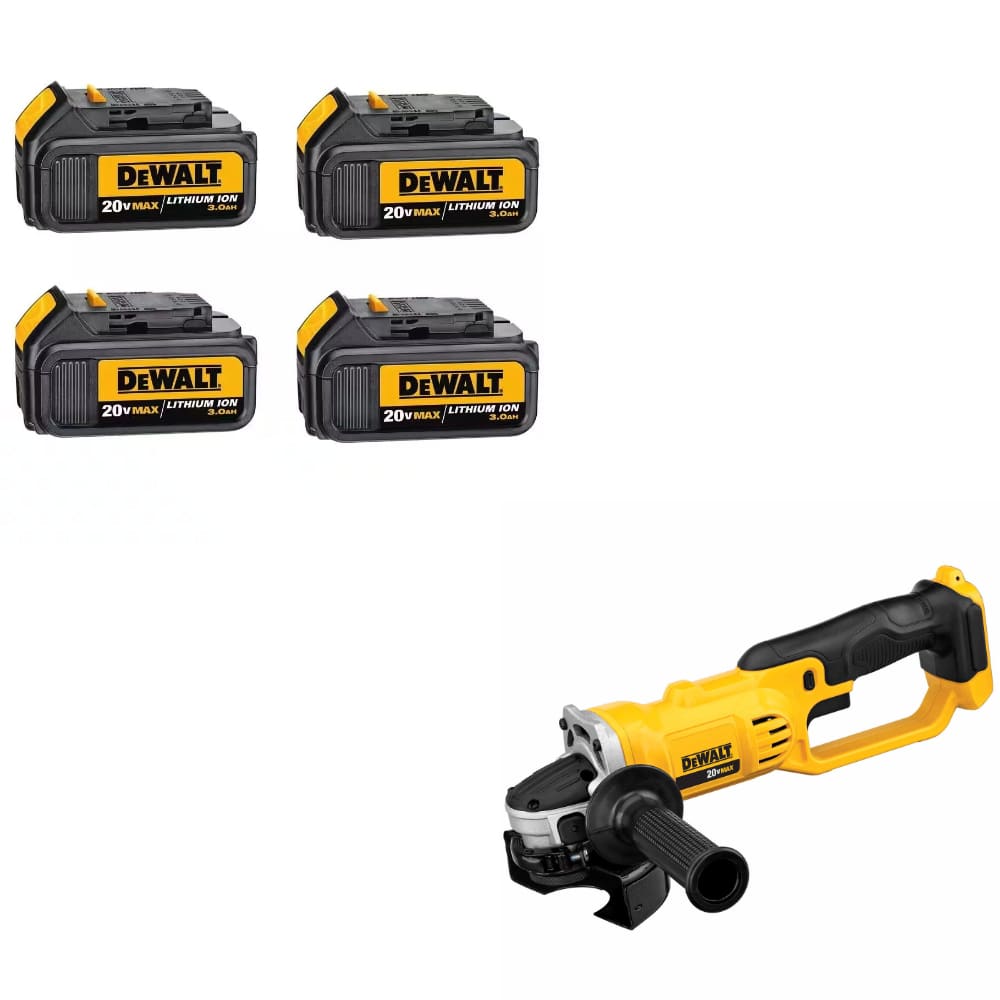 DeWalt DCB200-4 20V MAX Premium Battery, 4-Pack W/ DCG412B 20V Max Grinder Tool