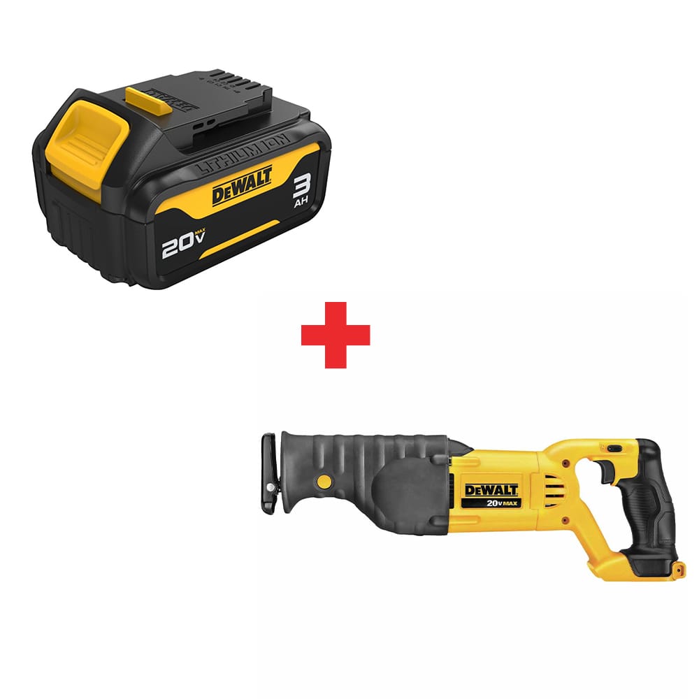 DeWalt DCB200 20V MAX Battery Pack (3.0 Ah) W/ DCS380B 20V MAX Recip Saw, Bare