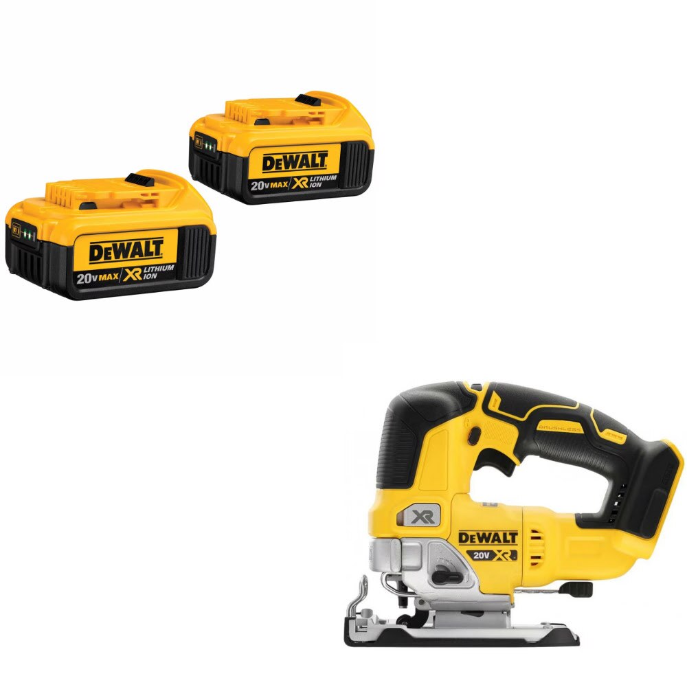 DeWalt DCB204-2 Battery Kit W/ FREE DCS334B XR Jig Saw