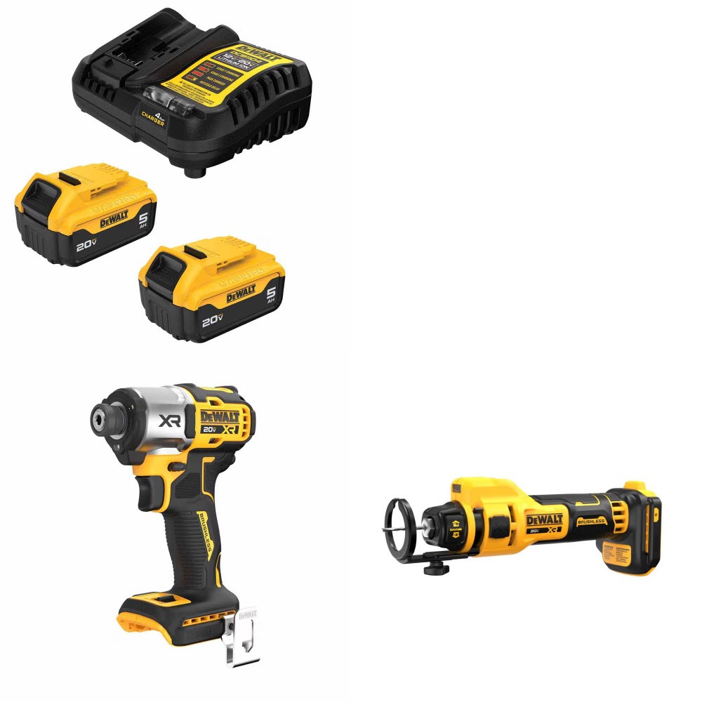 DeWalt DCB205-2C Battery Kit W/ FREE DCF845B Impact Driver and FREE DCE555B Cut-Out Tool