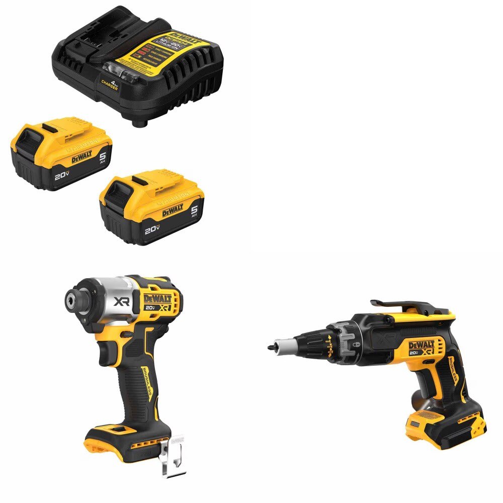 DeWalt DCB205-2C 20V 5Ah Battery Kit W/ FREE DCF845B Impact Driver and FREE DCF630B Screwgun