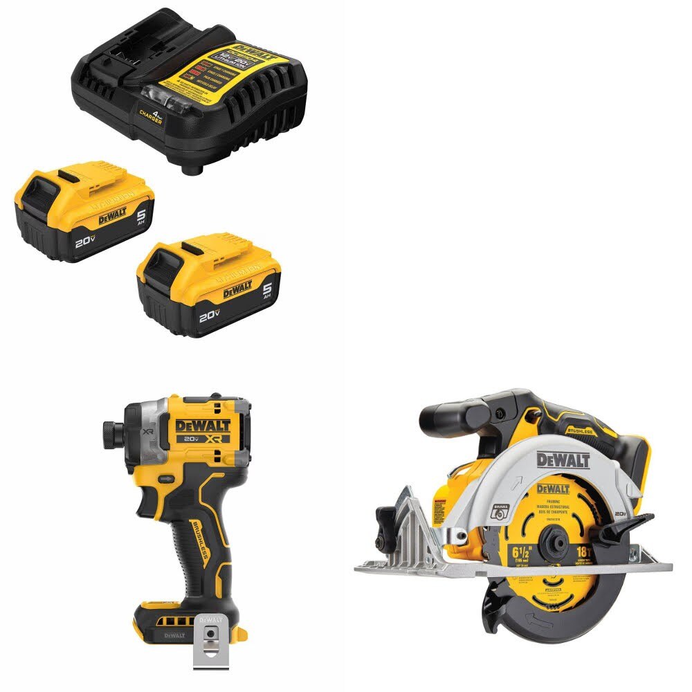 DeWalt DCB205-2C Battery Kit W/ FREE DCF860B Impact Driver and FREE DCS565B Circular Saw