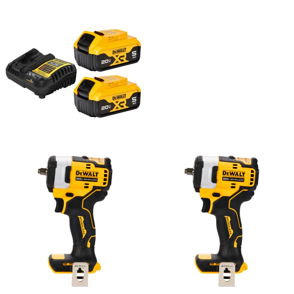 DeWalt DCB205-2C 20V MAX XR Starter Kit W/ FREE DCF913B 20V Impact Wrench-2Pack