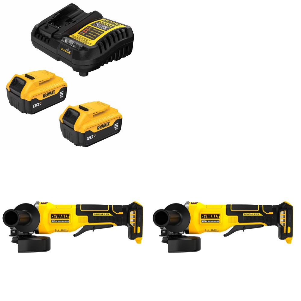DeWalt DCB205-2C Battery Kit W/ FREE DCG408B Grinder, 2 Pack