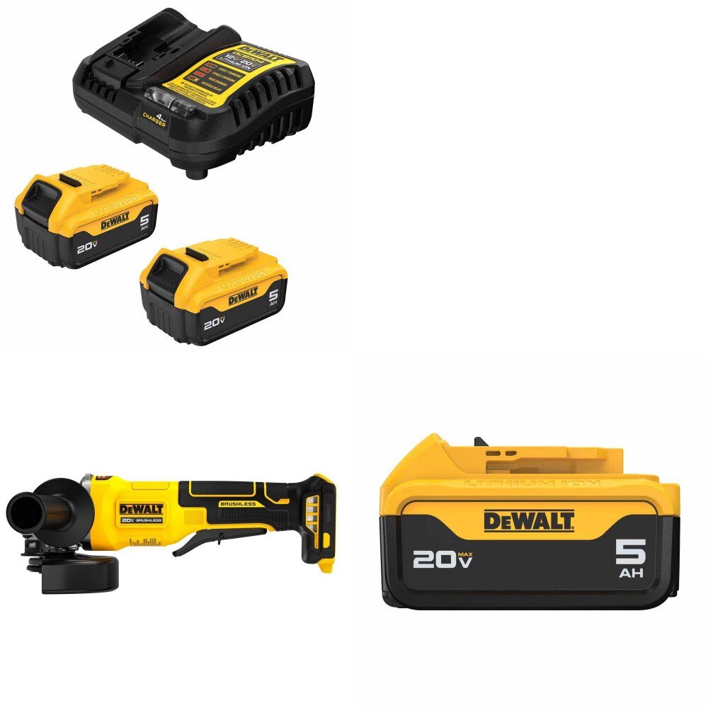 DeWalt DCB205-2C Battery Kit W/ FREE DCG408B Grinder and FREE DCB205 Battery