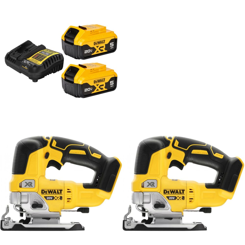 DeWalt DCB205-2C 20V MAX XR 5Ah Starter Kit W/ FREE DCS334B 20V MAX Jig Saw-2Pk