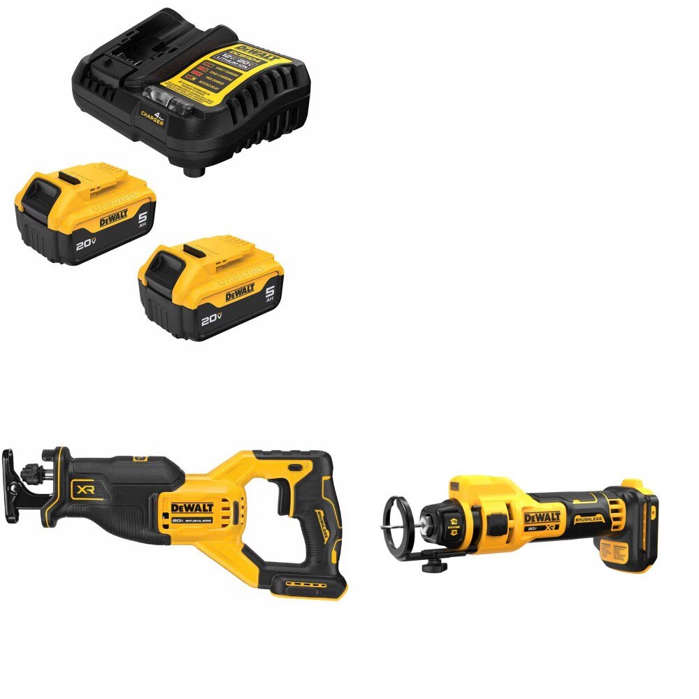 DeWalt DCB205-2C 20V Battery Kit W/ FREE DCS382B Recip Saw and FREE DCE555B Cut-Out Tool
