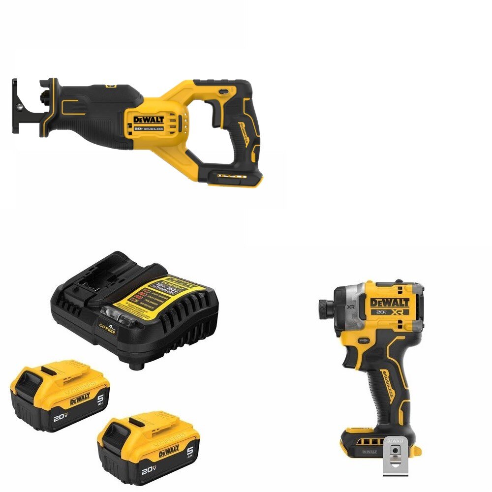 DeWalt DCB205-2C Battery Kit W/ FREE Recip Saw and FREE Impact Driver