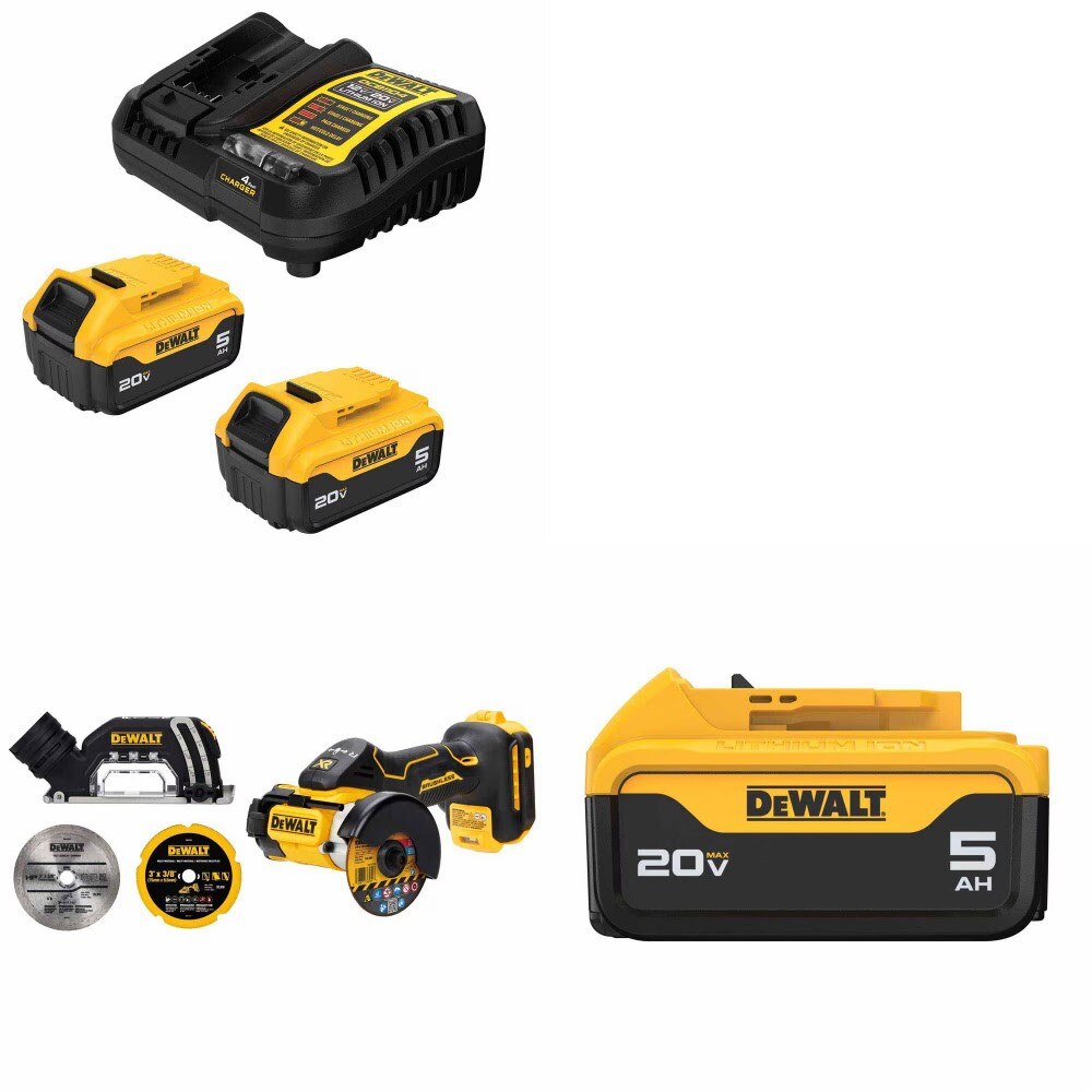 DeWalt DCB205-2C 20V Battery Kit W/ FREE DCS438B Cut-Off Tool and FREE DCB205 Battery