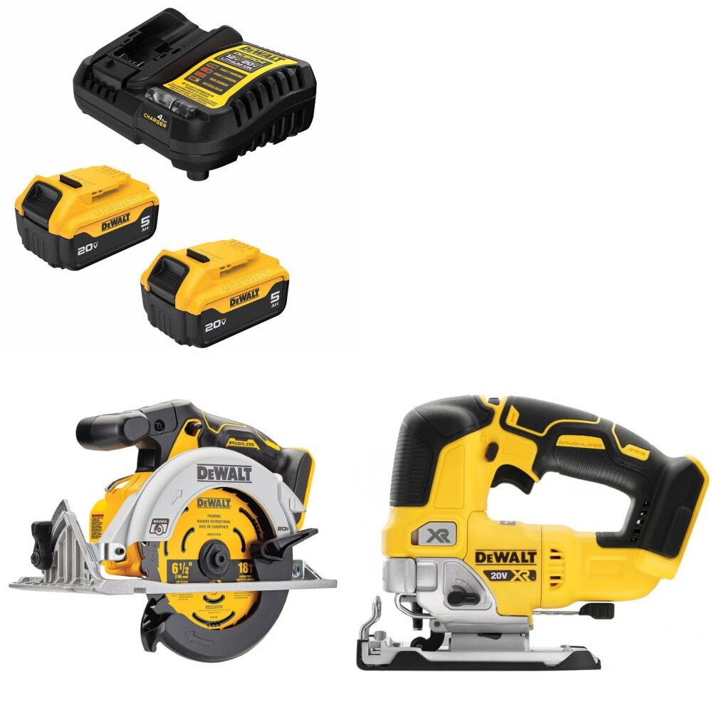 DeWalt DCB205-2C Battery Kit W/ FREE DCS565B 6-1/2" Saw and FREE DCS334B Jig Saw