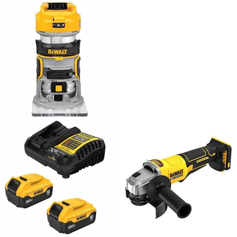 DeWalt DCB205-2C Kit W/ FREE DCW600B Router and FREE DCG408B Grinder