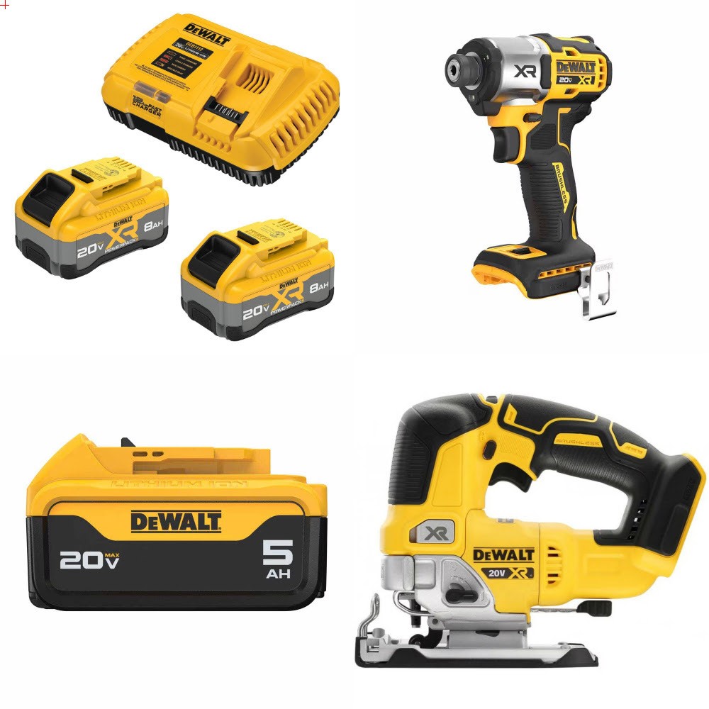 DeWalt 8Ah Kit W/ FREE Impact Driver and FREE 5Ah Battery and FREE Jig Saw
