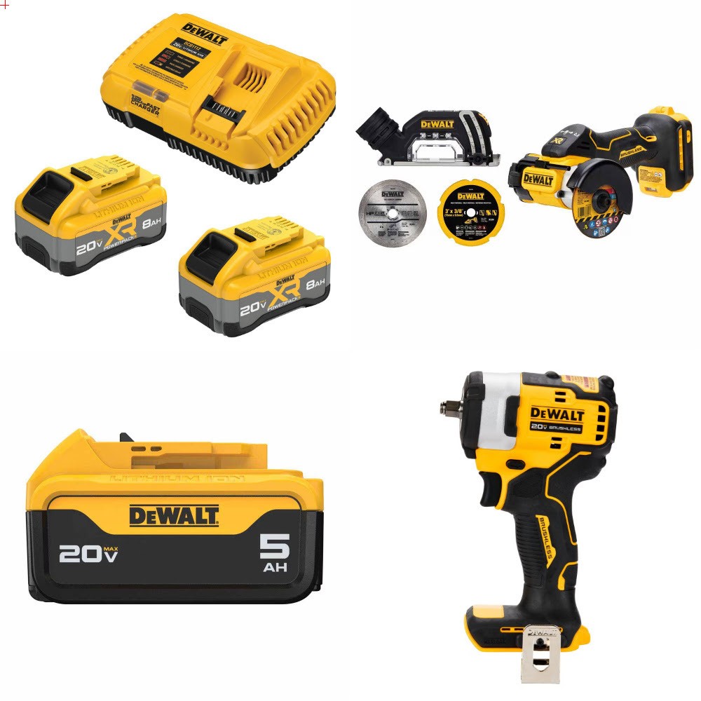 DeWalt 8Ah Starter Kit W/ FREE Cutoff and FREE 5Ah Batt and FREE Imp Wrench