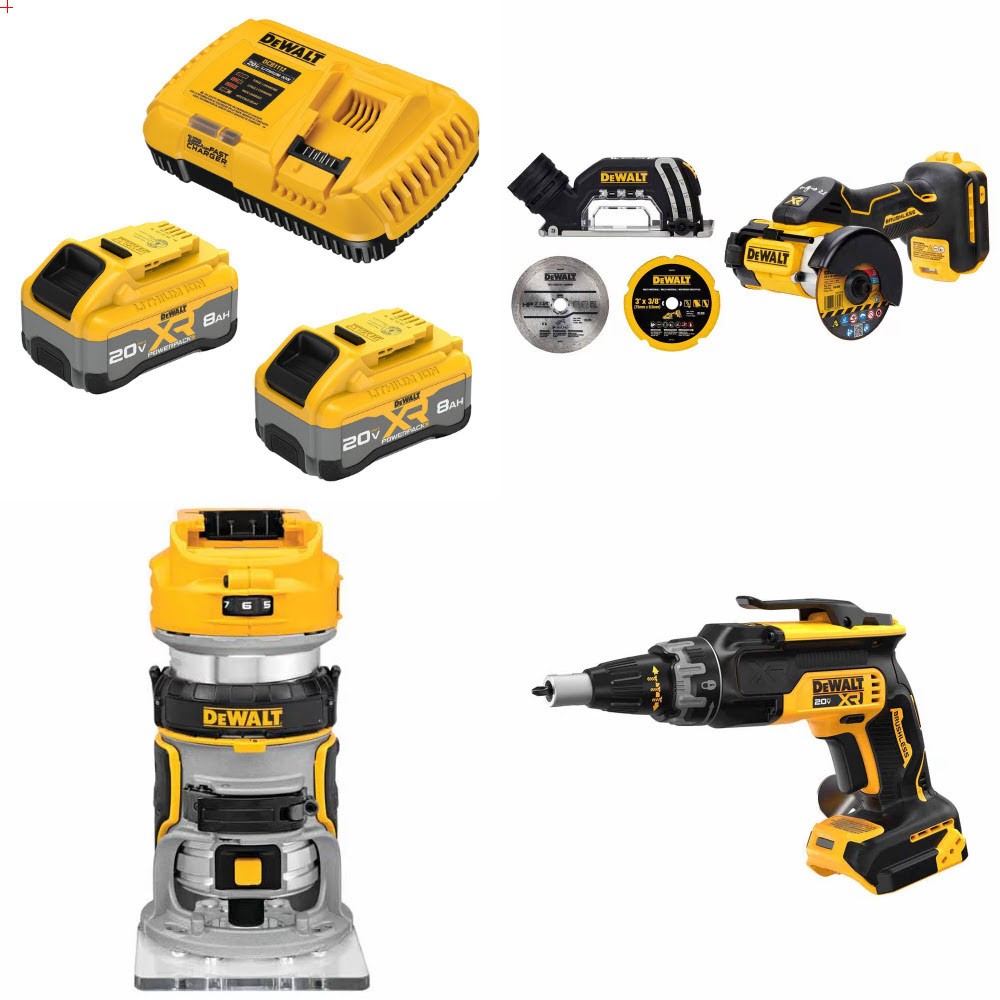 DeWalt 8Ah Kit W/ FREE 3in Cutoff Tool and FREE Router and FREE Screwgun