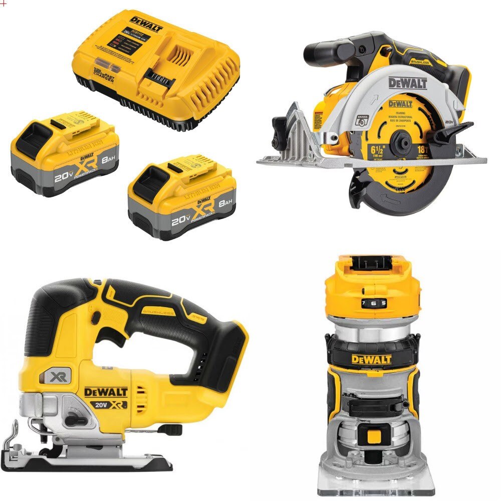 DeWalt DCB2108-2C Kit W/ FREE Circular Saw and FREE Jig Saw and FREE Router