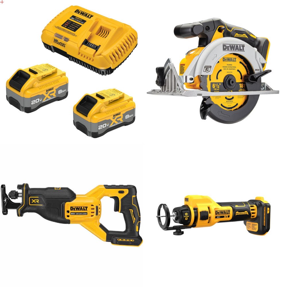 DeWalt DCB2108-2C 20V XR 8Ah Starter Kit W/ FREE DCS565B Saw and FREE DCS382B Saw