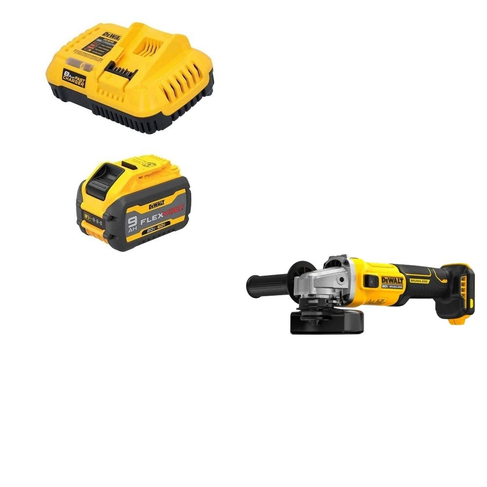 DeWalt DCB609C Battery & Fast Charger Kit W/ FREE DCG407B Grinder