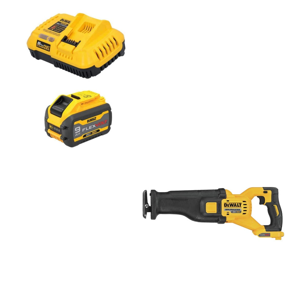 DeWalt DCB609C Battery & Fast Charger Kit W/ FREE DCS389B Recip Saw