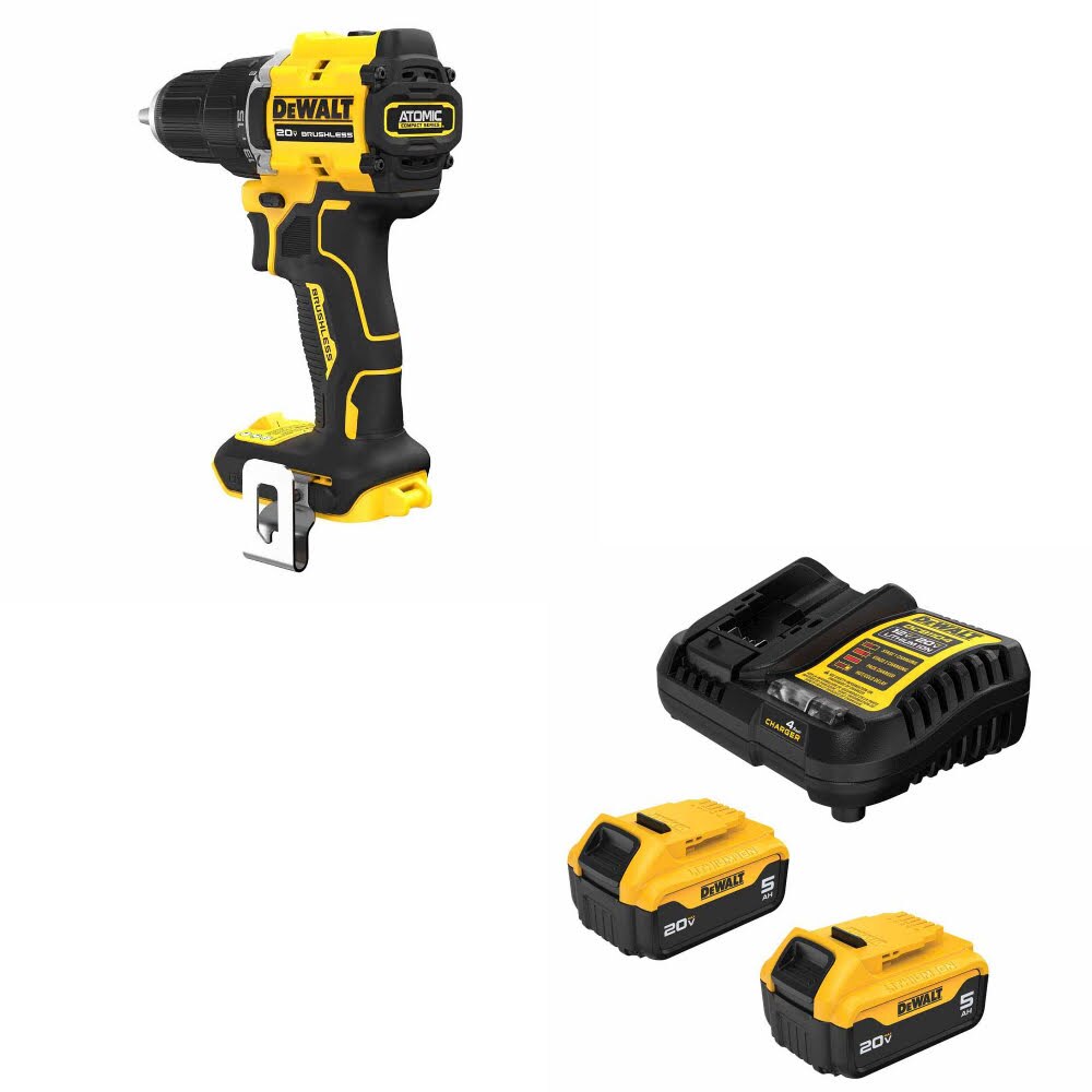 DeWalt DCD794B ATOMIC 1/2" Drill/Driver W/ DCB205-2C 20V MAX 5Ah Battery Kit