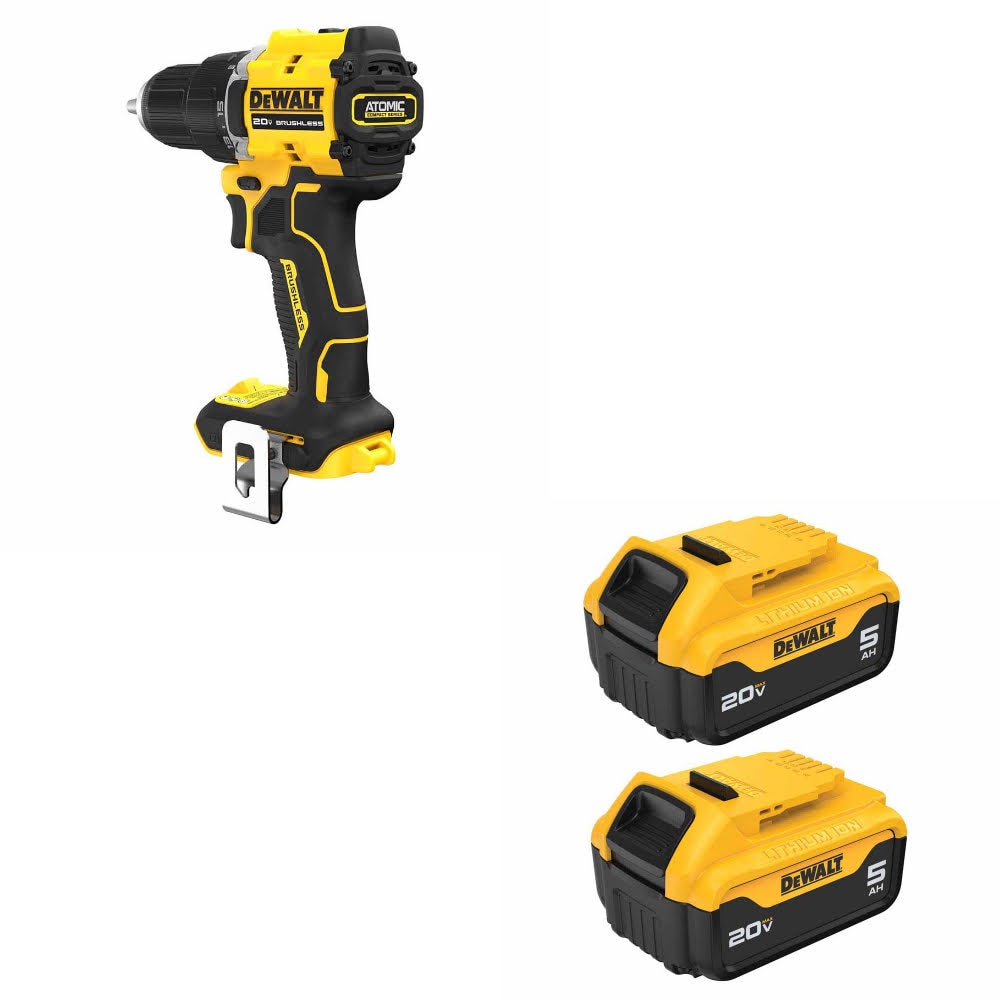DeWalt DCD794B ATOMIC 1/2" Drill/Driver W/ DCB205-2 20V MAX 5Ah Battery 2-Pack