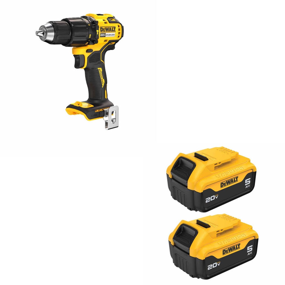 DeWalt DCD798B 20V MAX 1/2" Hammer Drill W/ DCB205-2 20V MAX 5Ah Battery, 2 Pack