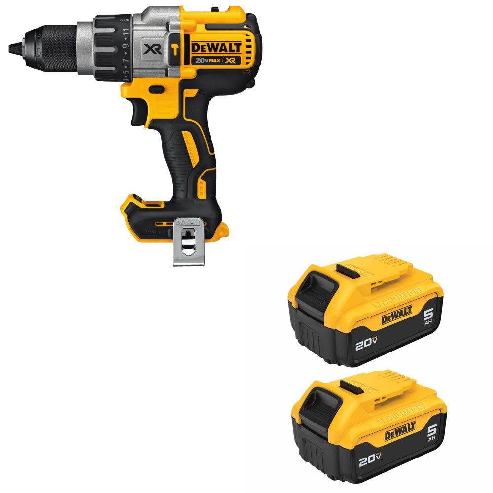 DeWalt DCD996B 20V MAX XR Hammerdrill, Bare W/ DCB205-2 20V MAX 5Ah Battery, 2Pk