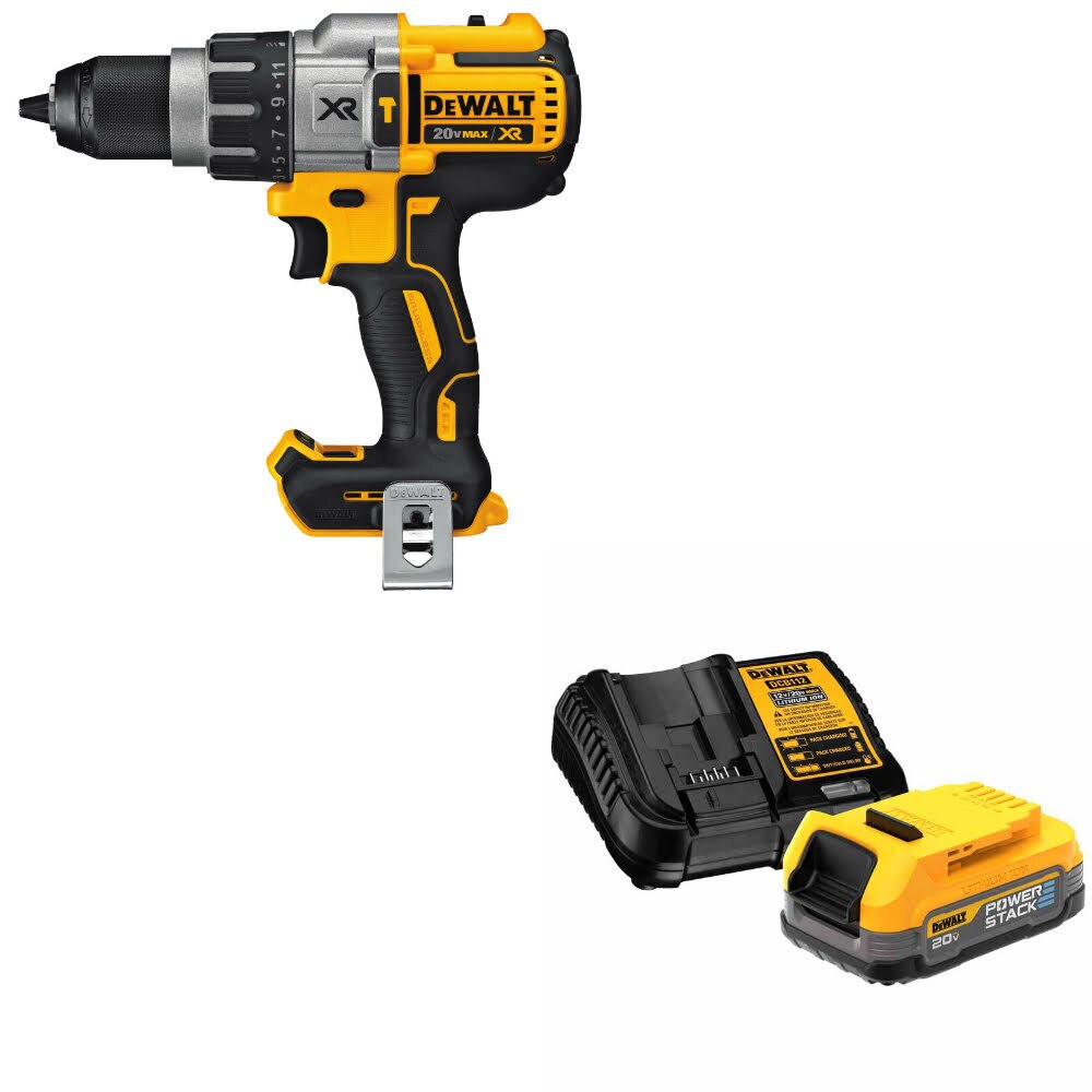 DeWalt DCD996B 20V MAX XR Hammerdrill, Bare W/ DCBP034C 20V MAX Starter Kit
