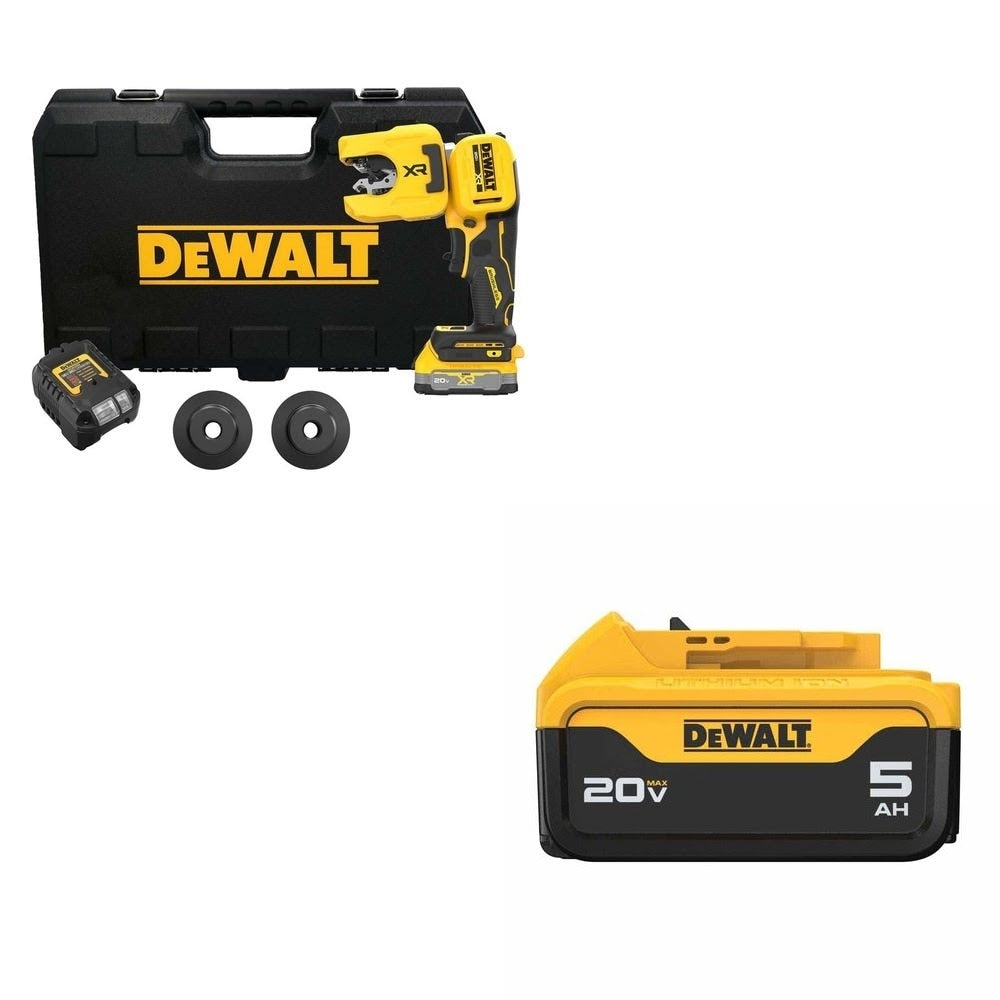 DeWalt DCE154E1 Copper Tubing Cutter Kit W/ FREE DCB205 5Ah Battery