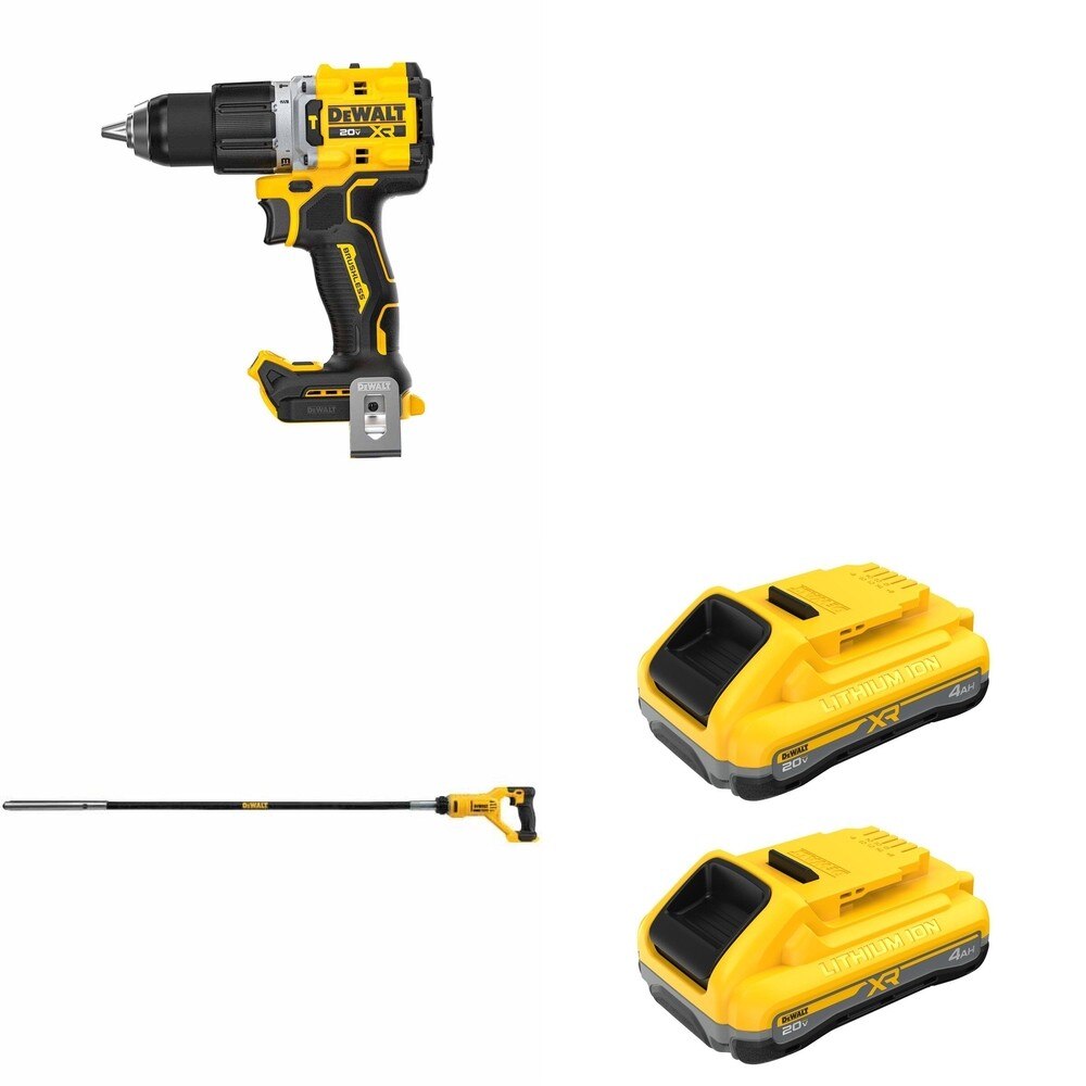 DeWalt DCE531B Concrete Vibrator W/ DCB2104-2 POWERPACK 4Ah 2-Pack and DCD806B Hammer Drill