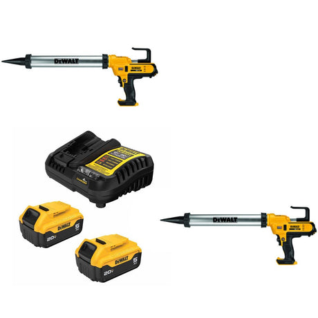 DeWalt DCE580B 20V Sausage Adhesive Gun, 2 Pack Kit W/ FREE DCB205-2C 20V MAX 5Ah Battery Kit
