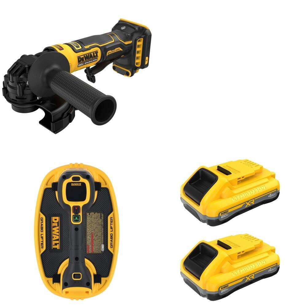 DeWalt DCB2104-2 POWERPACK 4Ah 2-Pack W/ DCE592B Vacuum Lifter and DCG402B ATOMIC Angle Grinder