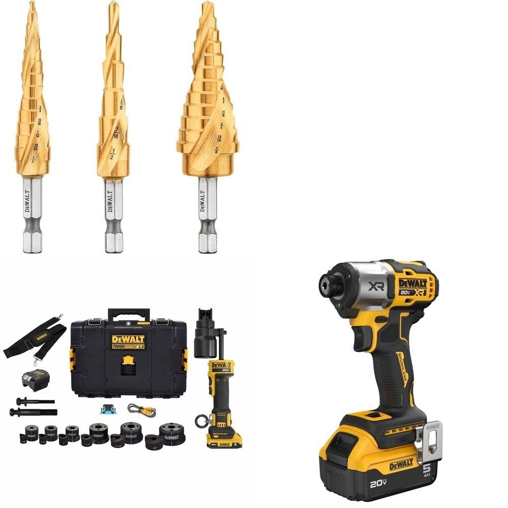 DeWalt DCE600 Knockout Kit W/ FREE Step Bits and FREE Impact Driver