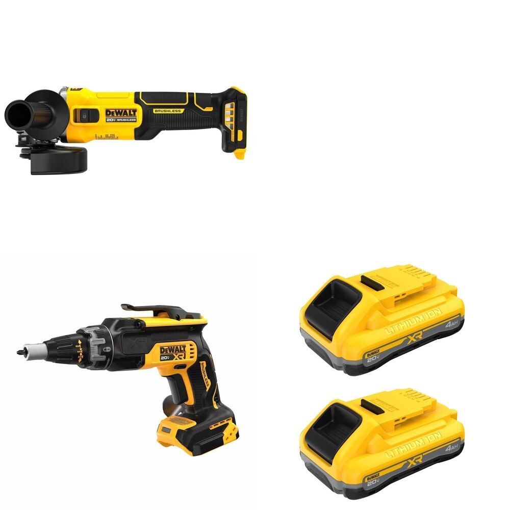 DeWalt DCB2104-2 POWERPACK 4Ah 2-Pack W/ DCF630B and DCG407B Slide-Switch Grinder