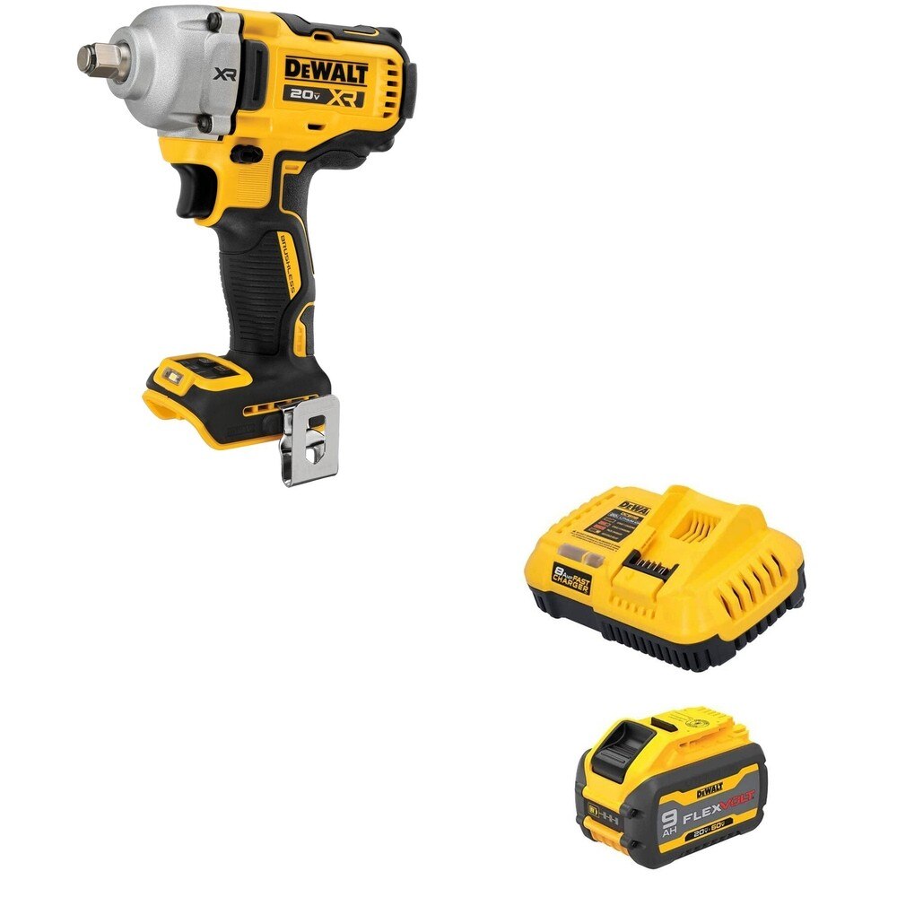 DeWalt DCF891B 20V MAX XR 1/2 in. Mid-Range Impact Wrench W/ DCB609C FLEXVOLT 9.0Ah Kit