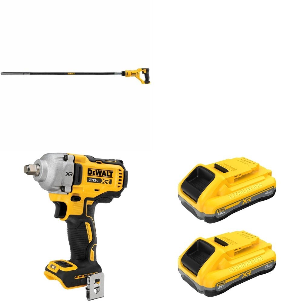 DeWalt DCE531B 20V MAX Concrete Pencil Vibrator W/ DCF891B and DCB2104-2 POWERPACK 4Ah 2-Pack