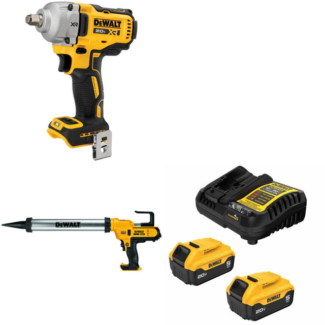 DeWalt DCF891B 20V MAX Impact Wrench Kit W/ DCE580B Adhesive Gun and FREE DCB205 Battery Kit