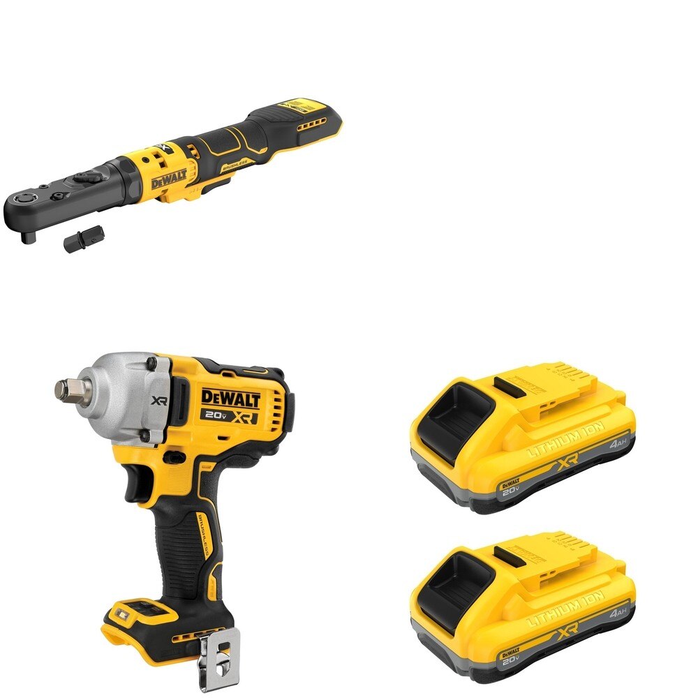DeWalt DCF891B Mid-Range Impact Wrench W/ DCF510B and DCB2104-2 POWERPACK 4Ah 2-Pack
