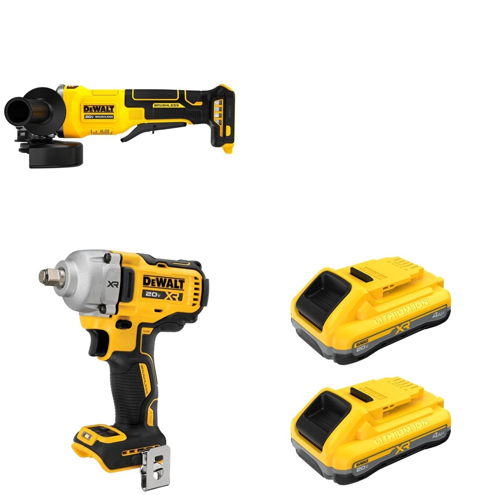 DeWalt DCF891B Mid-Range Impact Wrench W/ DCB2104-2 and DCG408B Paddle-Switch Grinder