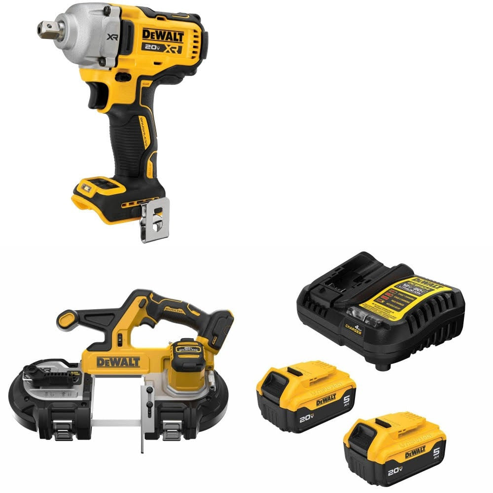 DeWalt DCF892B 20V MAX Impact Wrench Kit W/ DCS378B Bandsaw and FREE DCB205 Battery Kit
