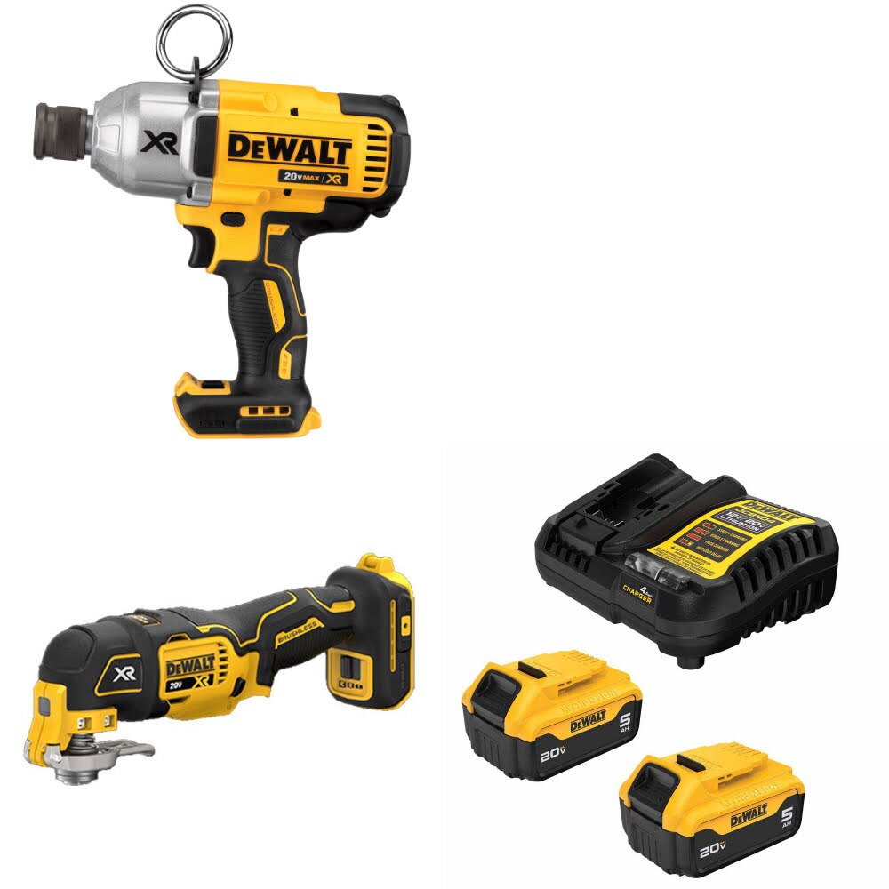 DeWalt DCF898B Impact Wrench Kit W/ DCS356B Multi-Tool and FREE DCB205-2C Battery Kit