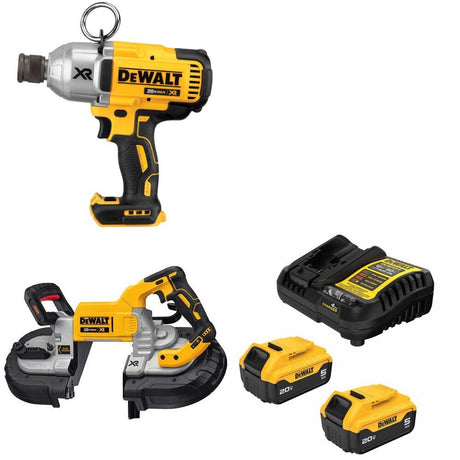 DeWalt DCF898B Impact Wrench Kit W/ DCS376B Bandsaw and FREE DCB205-2C Battery Kit