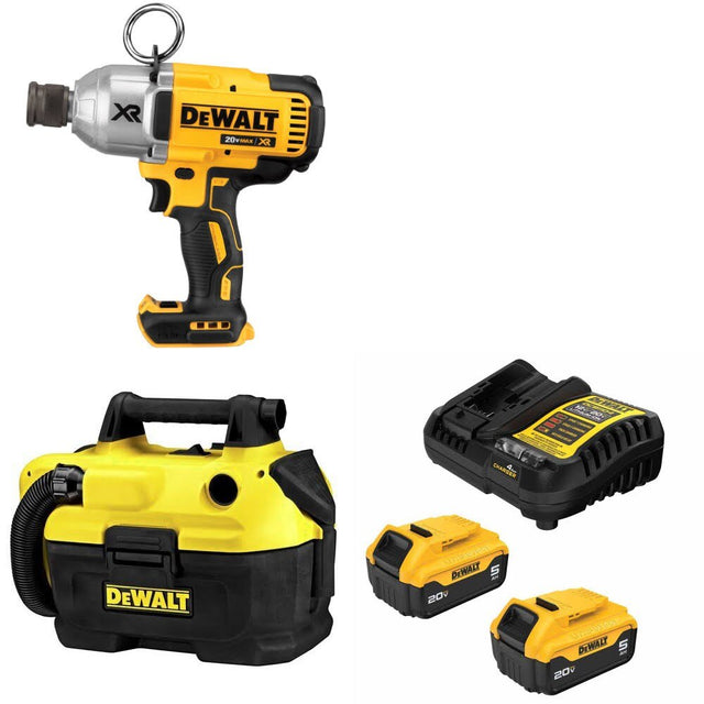 DeWalt DCF898B Impact Wrench Kit W/ DCV580H Wet/Dry Vacuum and FREE DCB205-2C Battery Kit