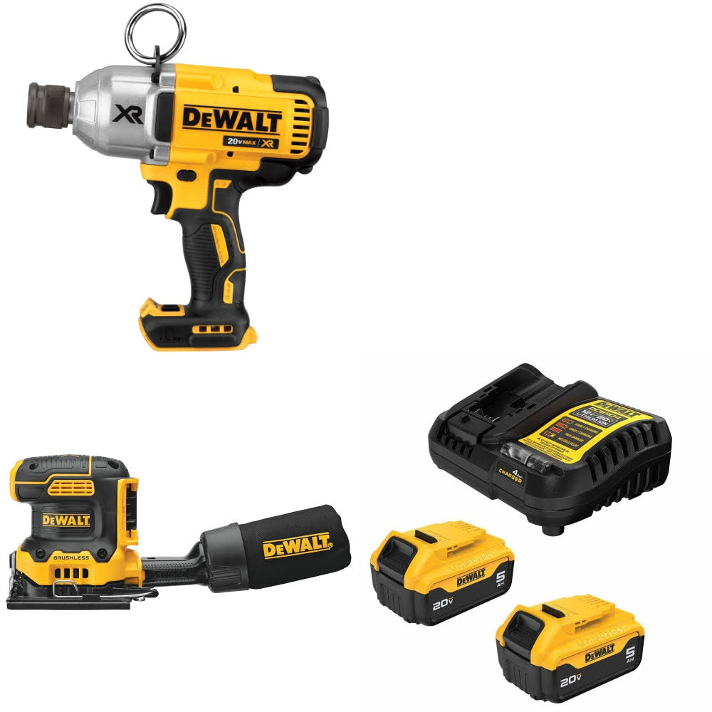 DeWalt DCF898B 20V MAX Impact Wrench Kit W/ DCW200B Sander and FREE DCB205 Battery Kit