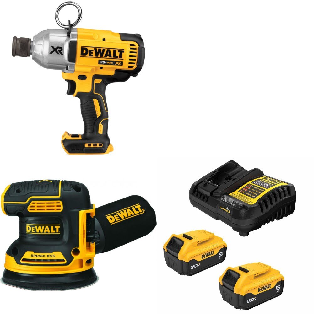 DeWalt DCF898B Impact Wrench Kit W/ DCW210B Sander and FREE DCB205 Battery Kit