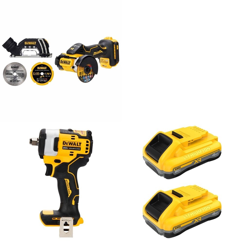 DeWalt DCB2104-2 POWERPACK 4Ah 2-Pack W/ DCF911B Impact Wrench and DCS438B 3 in. Cut-Off Tool